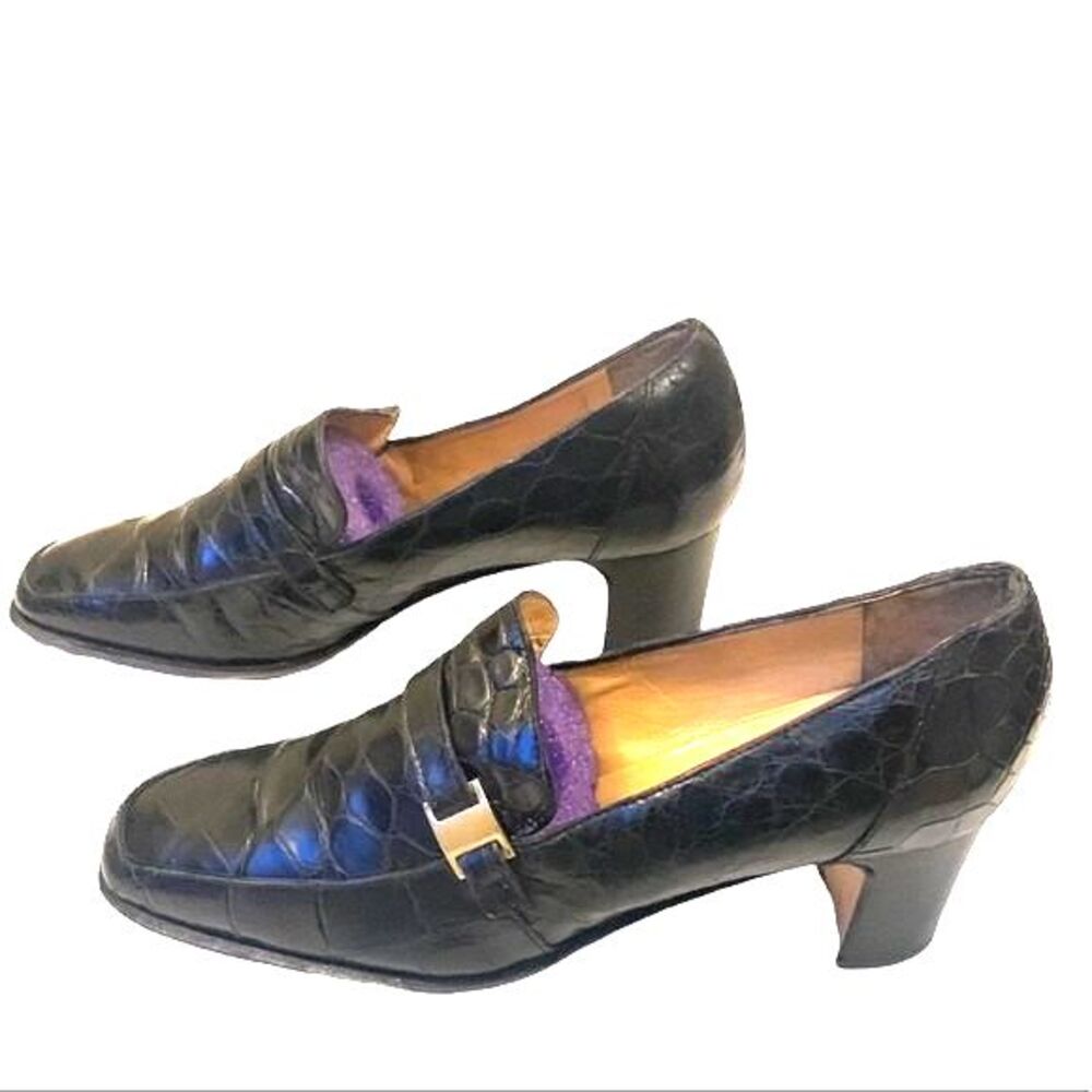 Women's Black Alligator Pumps Made in Italy Old Money Luxury Vintage Mauri  Luxe